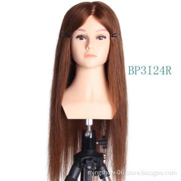 Training Mannequin Heads 100% Human Hair for Braiding Manikin Head For Hairdresser Pro Cosmetology Dummy Head hair extension
